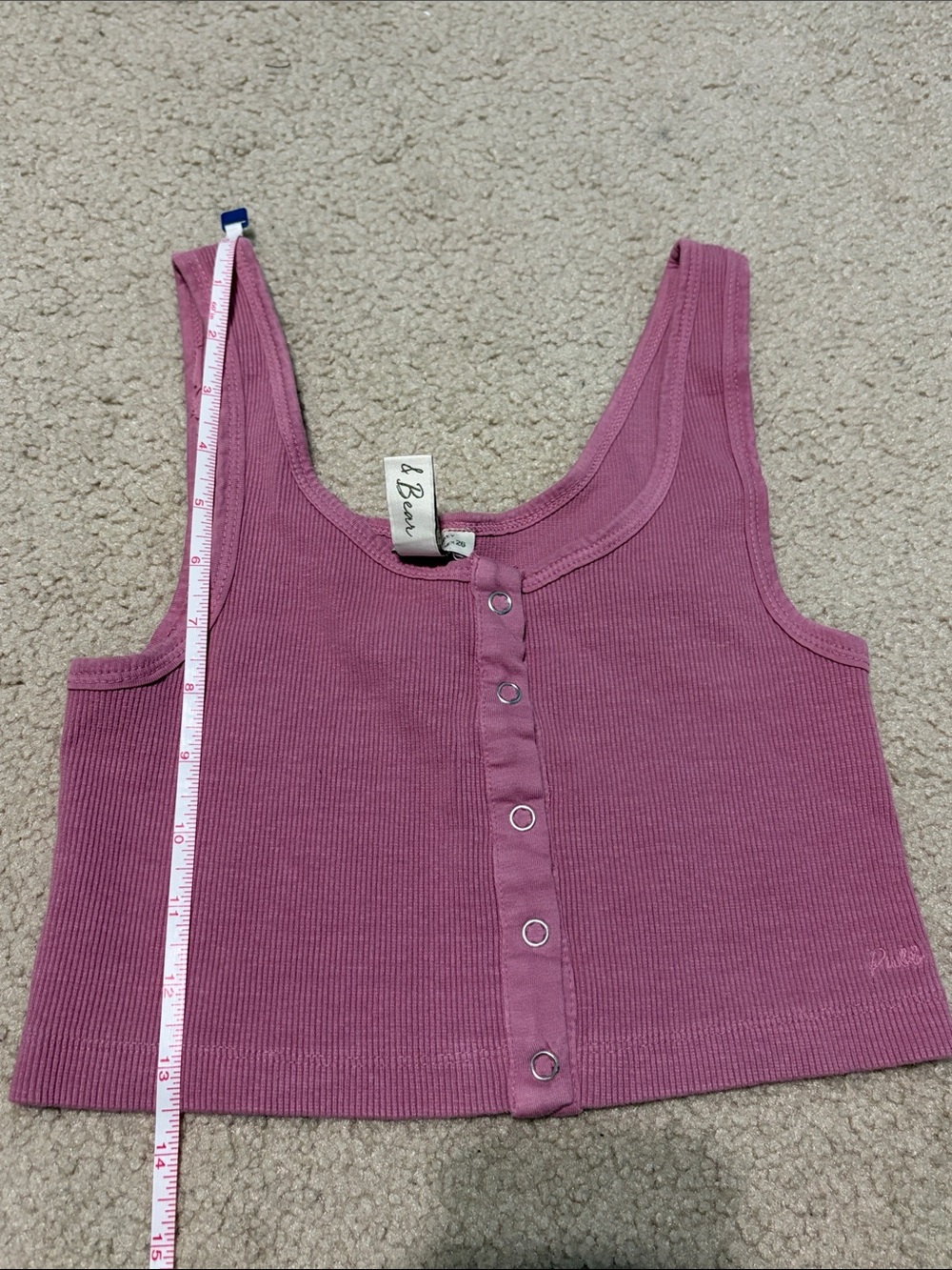 Mauve Ribbed Snap-Front Tank Top - Picture 3 of 4